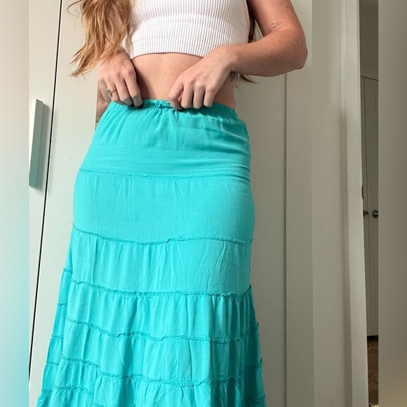 Blue Vintage tiered hippie skirt - Picture 1 of 2